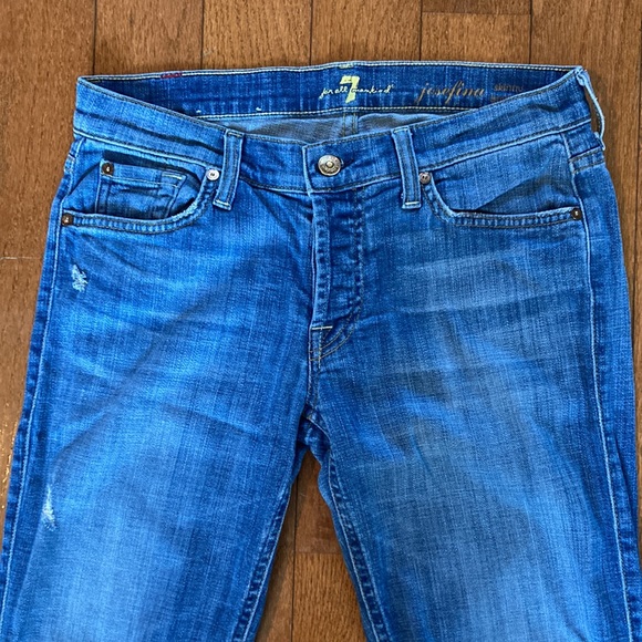 7 for All Mankind Distressed Button Fly Josefina Skinny Boyfriend Jean - 27 - Picture 2 of 11